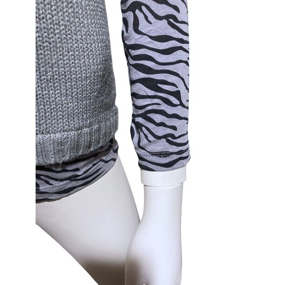 Y2K Tunic Sweater XL (Jr) Layered Look 2Fer Bella Zebra Playful Minimalist Cozy - Picture 3 of 8